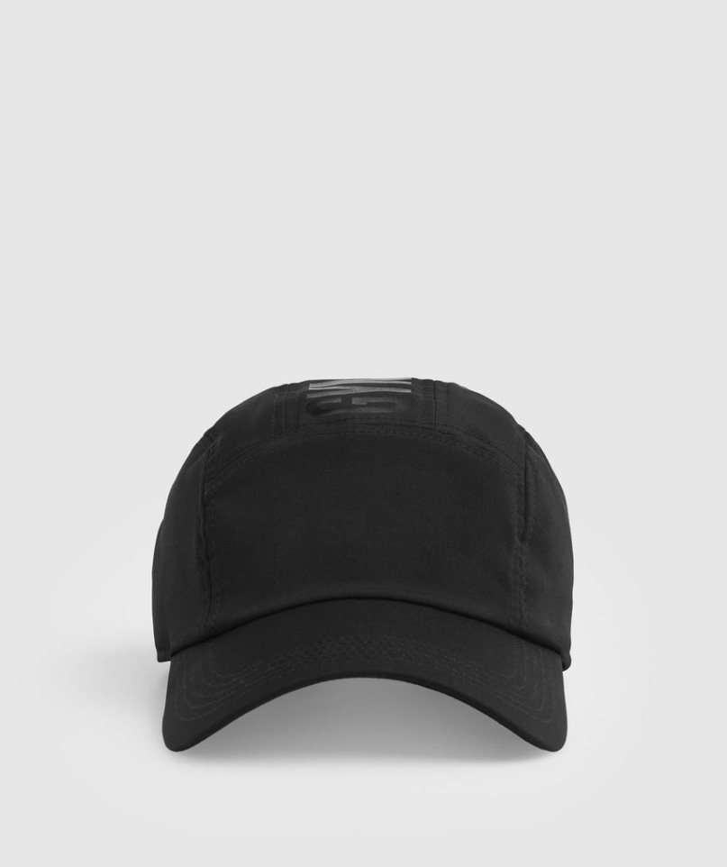 Gymshark Logo 5 Panel Caps Black | NZ 8IFPEH